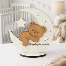 Kit 5 Centros De Mesa Ursinho Na Lua Decoração Festa Infantil Bebê Unissex MDF