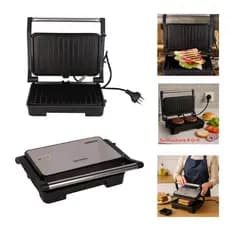 CHURRASQUEIRA GRILL INOX SANDUICHEIRA ELETRICA 1000W GRELHAS DUPLAS ANTIADERENTE PAO GRELHADOS CARNE LEGUMES 127V