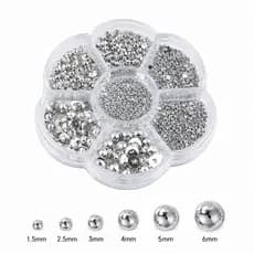 500 Strass Meia Pérola Prata 1,5-6mm Caixa Flor Pedras Cristal Base Reta para Decoração de Unhas DIY