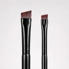 Kit com 2 Pincéis Pretos Ultrafinos Chanfrados de Precisão para Sobrancelhas, Delineador, Sombra e Olhos