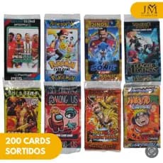 Kit 200 Cards Misturados - Fifa 24, Naruto, Homem Aranha, Dragon ball, Vingadores, Free Fire