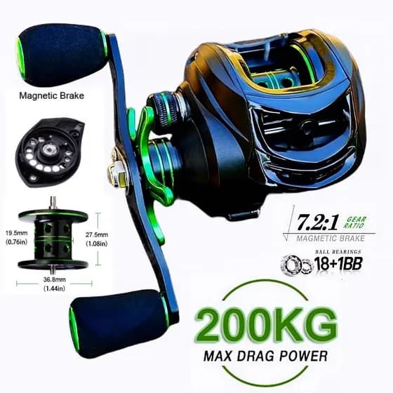 Novo Carretel De Pesca De Arrasto Máximo De 200 Kg 18 + 1BB Freio Magnético Para Salwato