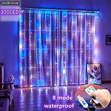 300 luzes LED na janela, luzes USB, flores de fada, controle remoto, decorações de feriado de Ano Novo para sala de famí