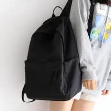 Simples Grande Capacidade Mochila Masculina Preta Estudante Faculdade Feminina Combina Com Tudo Bolsa De Computador Moda