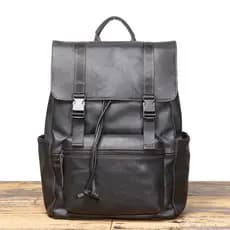 Mochila Masculina de Couro Genuíno, Couro de Vaca de Primeira Camada, Mochila para Laptop de Grande Capacidade, Mochila