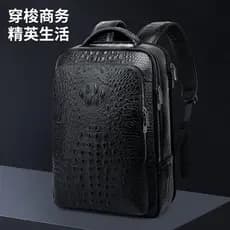 Mochila de grande capacidade com padrão de crocodilo, à prova d'água e leve, adequada para deslocamentos ao ar livre, bo