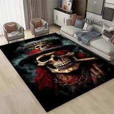 Tapete De Caveira De Terror Criativo 3D , Sala De Estar Familiar , Quarto , Sofá , Porta Decorativo Antiderrapante De Co