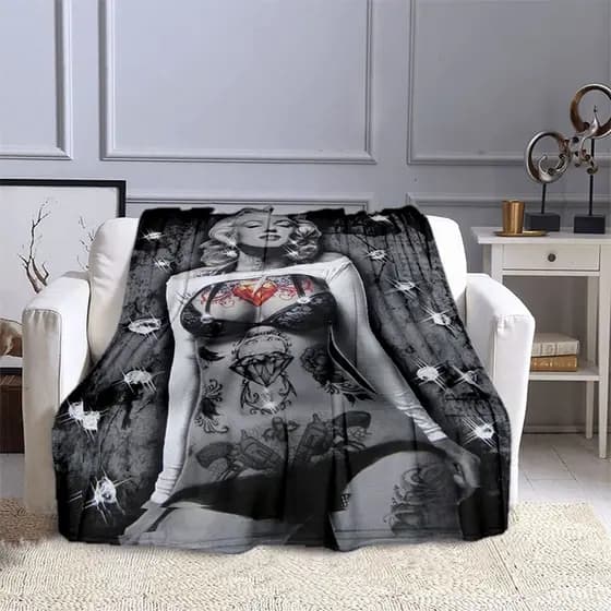 Cobertor Quente Estampado Marilyn Monroe , Macio E Confortável Para Cama De Viagem Em Casa De Piquenique Presente De Ani