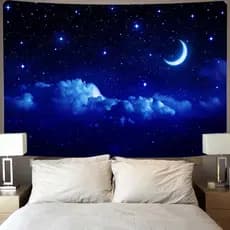 SepYue Lua E Estrelas Pendurado Na Parede Azul Estrelado Tapeçaria Galáxia Universo Céu Noturno Espaço Para Quarto Sala