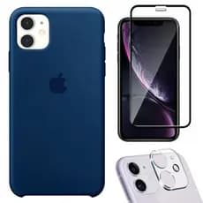 Kit 3 em 1 Capa Case + Película Vidro 3D + Película Câmera Compatível iPhone 12