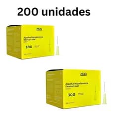 Kit C/2 Caixas de Agulha Hipodérmica Descartável 13x0,30 Amarela (30g) - Medix