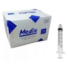 Seringa Descartável 5ml Luer Lock (Rosca) Estéril C/100 Unidades - Medix
