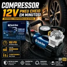 Mini Compressor De Ar 12V Portatil Para Encher E Calibrar Pneu De Carro No Acendedor De Cigarro