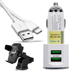 Carregador Celular Turbo Veicular Carro 2 Usb Com Cabo USB Incluso Basta Selecionar No Ato Da Compra Compatível iPhone Android Com Suporte Veicular Painel Ventosa