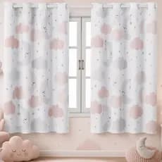 Cortina Infantil Nuvem Rosa 2,00 x 1,50 para Decoração Quarto Bebê Menina