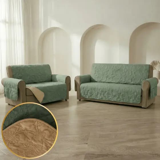 Capa Sofá 3 e 2 Lugares Protetor Dupla Face Matelado Com Porta Objetos Luxo Toque Macio