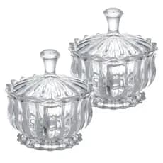 Kit 2 Bomboniere Potiche Baleiro Pote Vidro Brasilia Porta Joias Doces Decoração Redondo