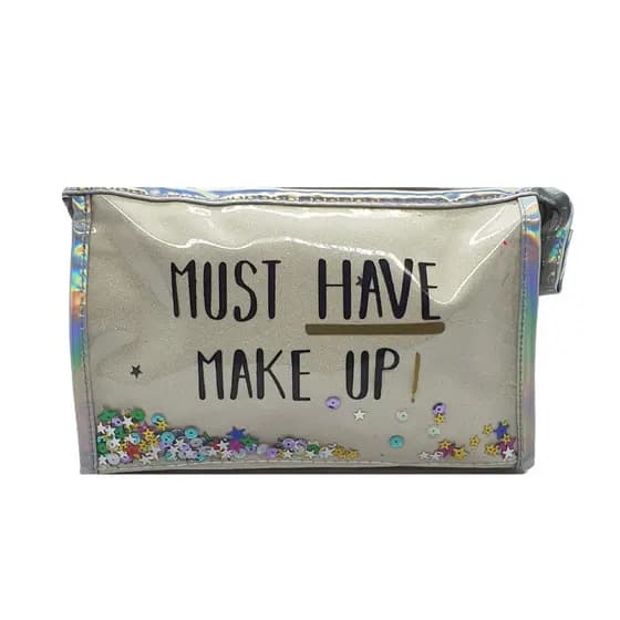 Necessaire Feminina Maquiagem Viagem Trabalho Glitter Organizador Produtos Zíper Mala Feminino