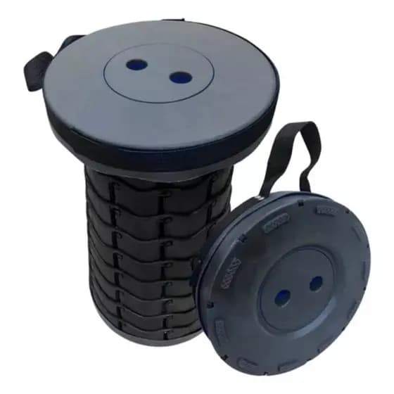 Kit 2 Banqueta Banco Preto Retrátil Ajustável Portátil Com Alça Pesca Camping