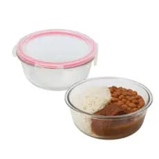 Pote Vidro 950ml Redondo Não Vaza Marmita Tampa Hermético Vidro