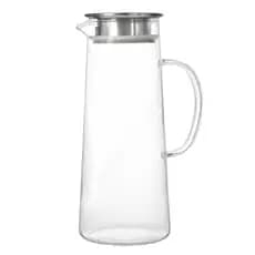 Jarra Vidro Borossilicato Frisado Transparente Tampa Inox Acqua 1,4 Lt