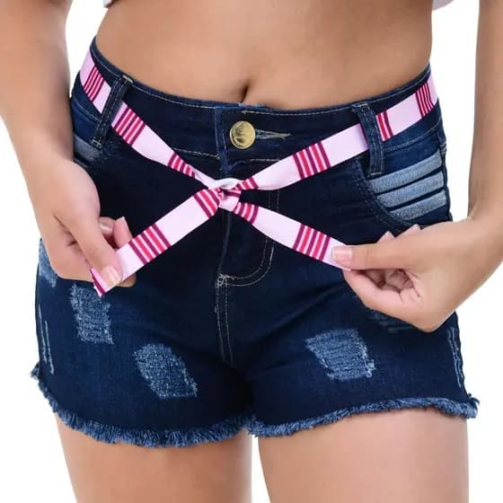 Shorts jeans feminino premium moda slim blogueirinha famosa infantil