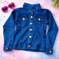 Jaqueta Jeans Moda Blogueirinha Menina Com Bolso Premium Frio Inverno