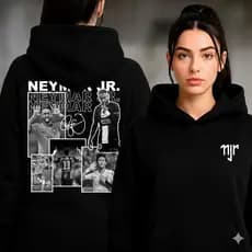 Moletom Canguru Com Bolso e Capuz Streetwear Neymar Jr Jogador Futebol Brasil Premium Unissex Star
