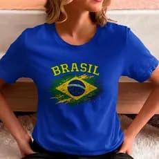 Blusa Brasil Camiseta Seleção da Copa Feminina T-shirt Copa do Mundo Verão 100% Algodão