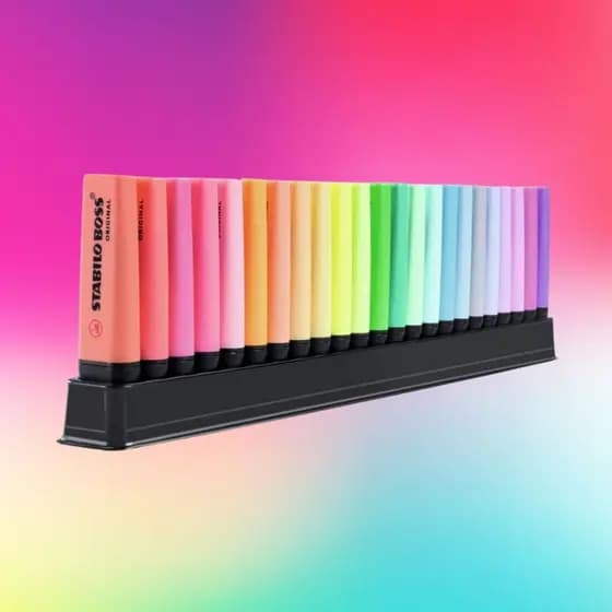 Box Com 23 Cores De Marca Texto Boss 7023-01 - Stabilo