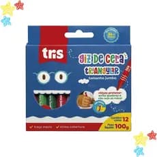 Caixa 12 Cores Giz de Cera Jumbo Triangular - Tris