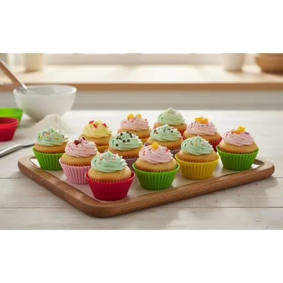 Kit 6/12/24 Forminhas De Silicone 40ml/60ml  Cupcake Mini Pudim Bolo Vulcão Mufim Forma Antiaderente