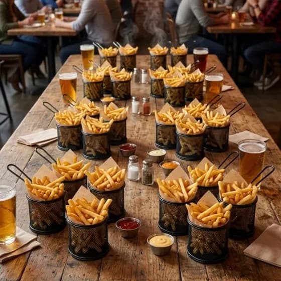 Cestinhas Inox Batata Frita Petisco Gourmet Servir Porção