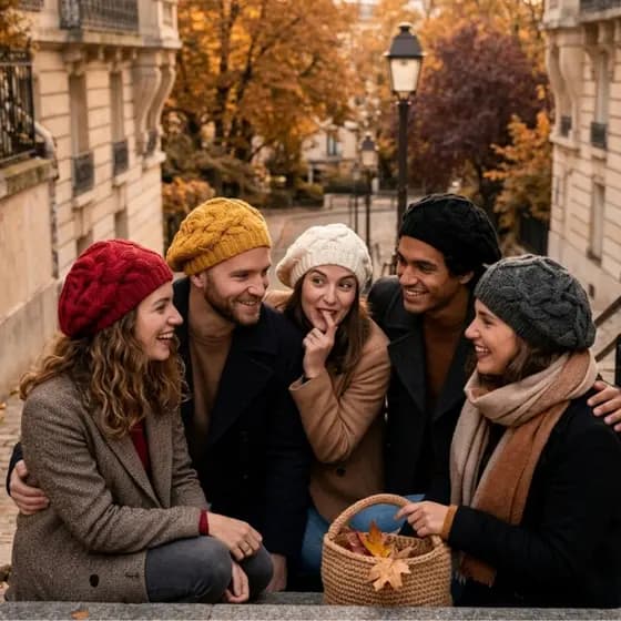 Boina Francesa Em Tricô Adulto Aquecimento Inverno Intenso Unissex Gorro De Lã Touca Trançado