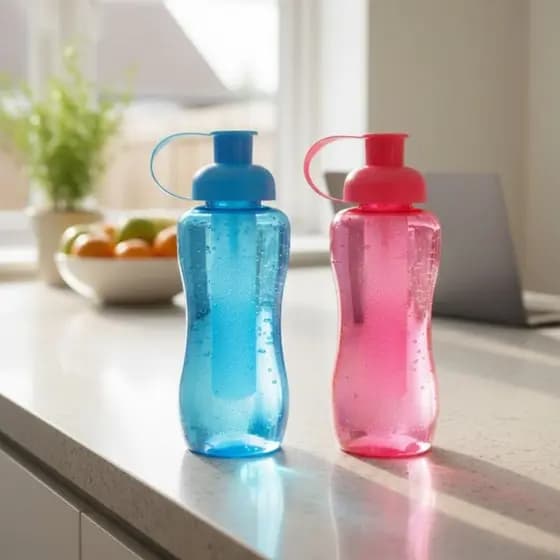 Squeeze Garrafa De Agua Plastica Transparente Com Tubo De Gelo Treino Academia 600ml