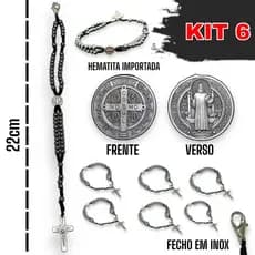 kit 6 Terço Pulseira Crucifixo Medalha São Bento