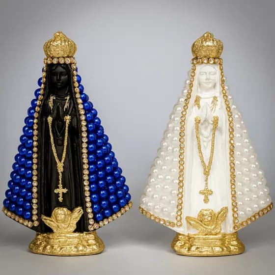 Nossa Senhora Aparecida em Pérola 15cm  Gesso Resinado