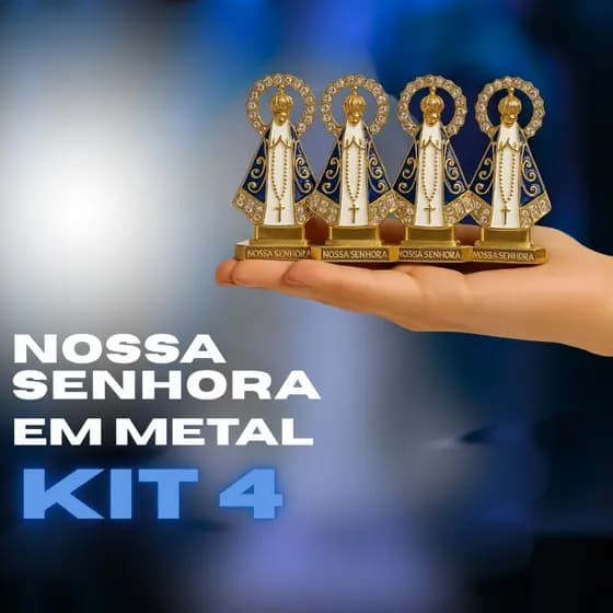 KIT 4 Nossa Senhora Aparecida para painel de carro em Metal 5cm
