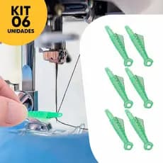 Kit com 6 Passador de Linha na Agulha para Máquina de Costura Prático, Resistente e Fácil de Usar