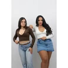 Cropped Suplex Premium Feminino Manga Longa Forrado Decote V Ajuste Perfeito Caimento Ideal ( Mariah )