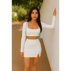 Conjunto feminimo Melanie Cropped e saia moda feminina 2025 ( MELANIE )