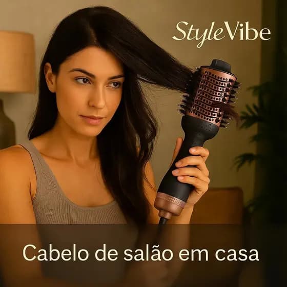 Escova Secadora Modeladora Cabelo Profissional Bivolt 1300w 2 Em 1 Pratica Rápida