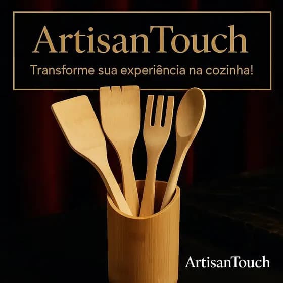 Kit Utensilios Cozinha Bambu Conjunto 5 Pecas Ecologico Duravel Design Moderno