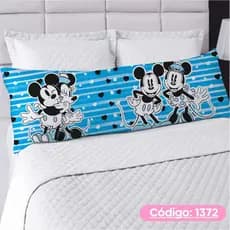 Travesseiro De Corpo Com Fronha e Ziper Xuxão Cheio Fibra de Silicone Personalizado 1.25x0.45cm Minnie e Mickey