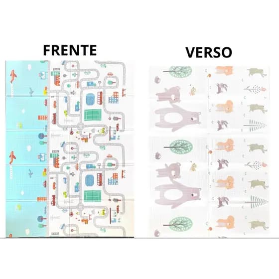 Tapete Bebe Infantil Pista Urso Infantil para Bebê Emborrachado Dobrável Dupla Face 1.5x2m - Pista
