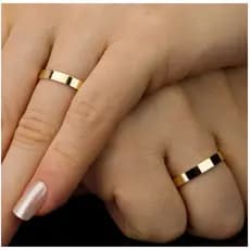 Par Aliança Reta 3mm Mais 1(um) Anel Solitário Banhada a ouro 18k
