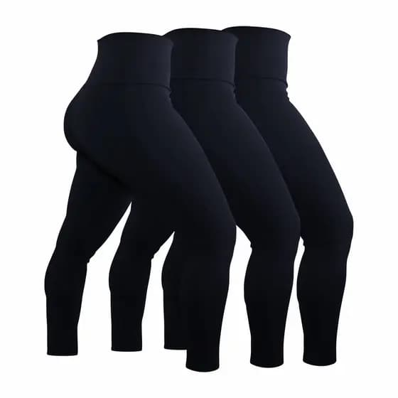 Kit 3 Calça Legging Fitness Academia Levanta Bumbum com Cintura Alta 10cm P ao Plus Size