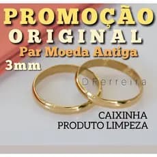 ALIANÇA MOEDA ANTIGA ORIGINAL (par)3mm ABAULADA