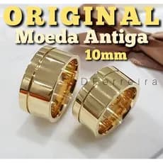 Aliança Moeda Antiga Original(par)10mm Reta Friso