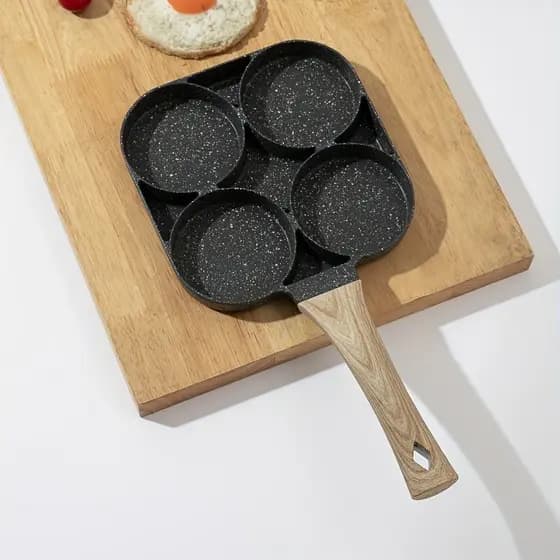 Frigideira Multifuncional Antiaderente 4 em 1 Ovos Hambúrguer Omelete Com Alça De Madeira sale